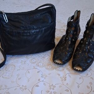 Pikolinos Black Leather Womans Peep Toe Booties & Nine West Leather Crossbody